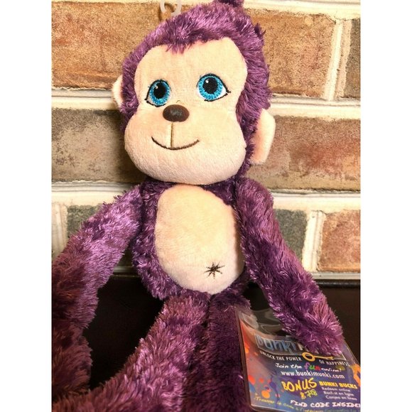 Bunki Munki Unlock the Power of Happiness Stuffed Monkey Purple Plush - Picture 4 of 7